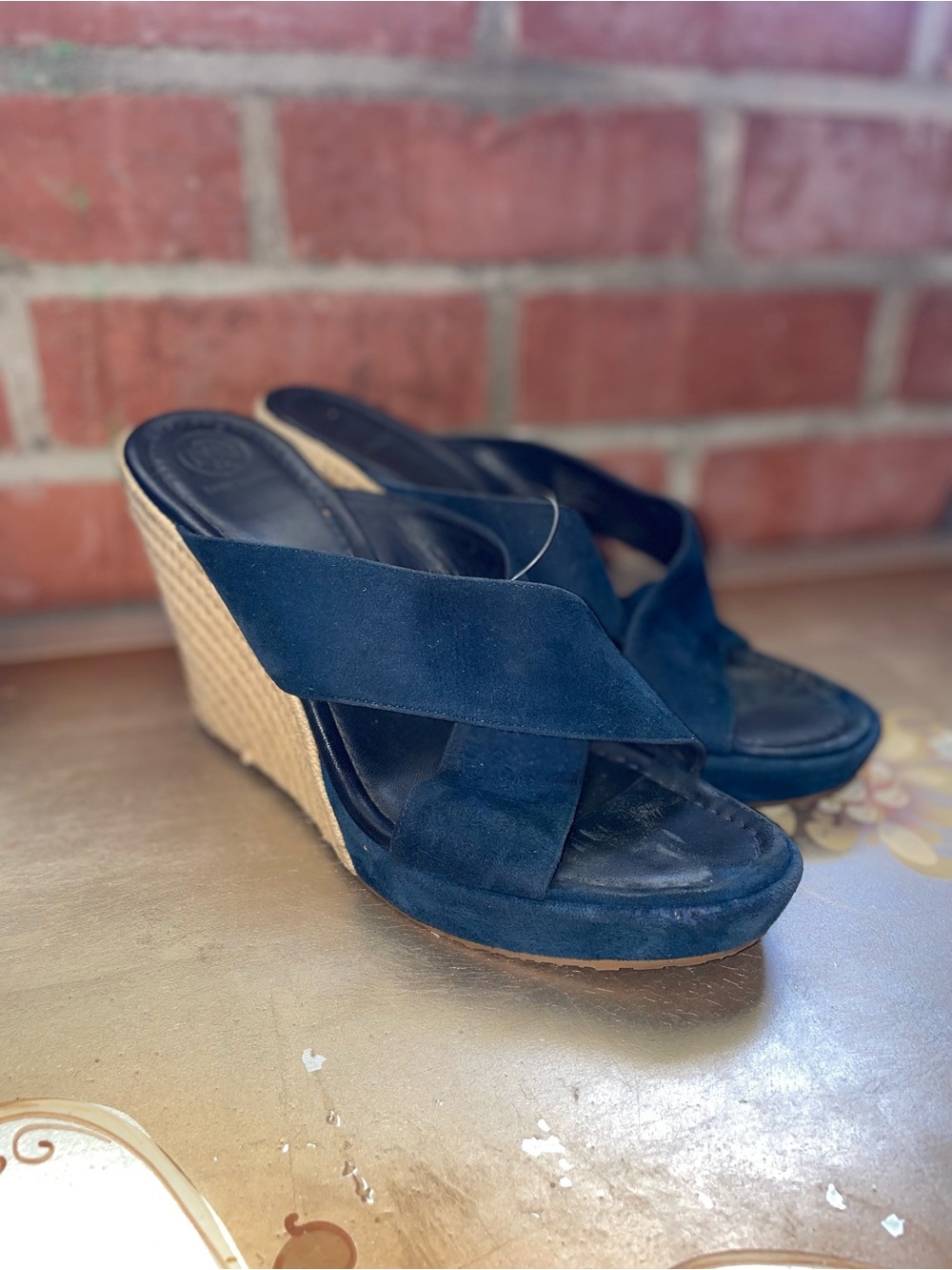 Tory Burch Bailey Blue Suede Espadrille